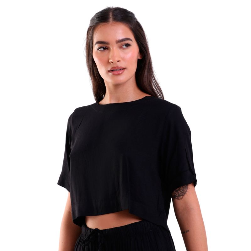 Blusa com Botão Traseiro Heavy Twill