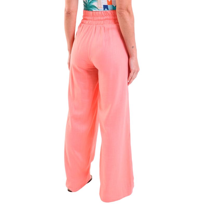 Calça Linho Pantalona Com Bolsos