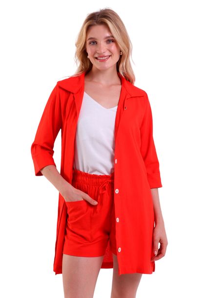 Camisão Feminino de Linho Temples com Botões