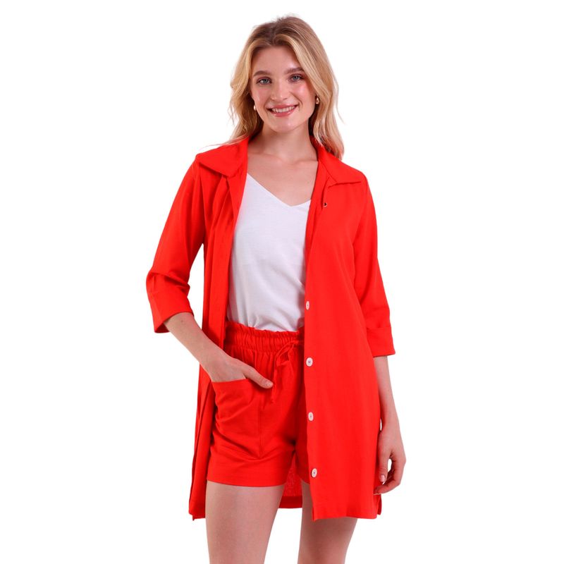 Camisão Feminino de Linho Temples com Botões