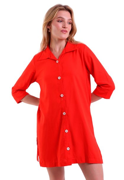 Camisão Feminino de Linho Temples com Botões