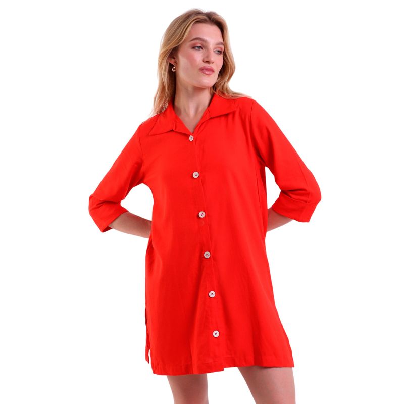 Camisão Feminino de Linho Temples com Botões