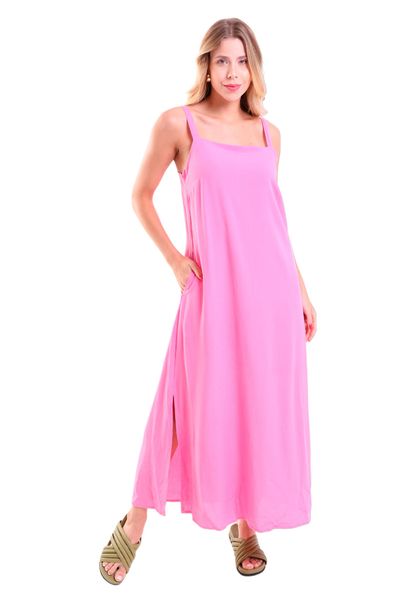 Vestido Midi Alcinhas Evasê com Fendas Olimpia