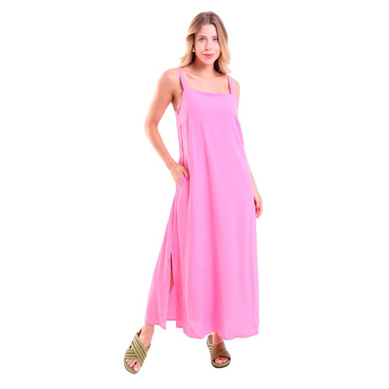 Vestido Midi Alcinhas Evasê com Fendas Olimpia