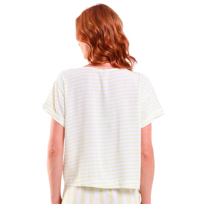 Blusa Cropped Viscose Manga Curta Listrado