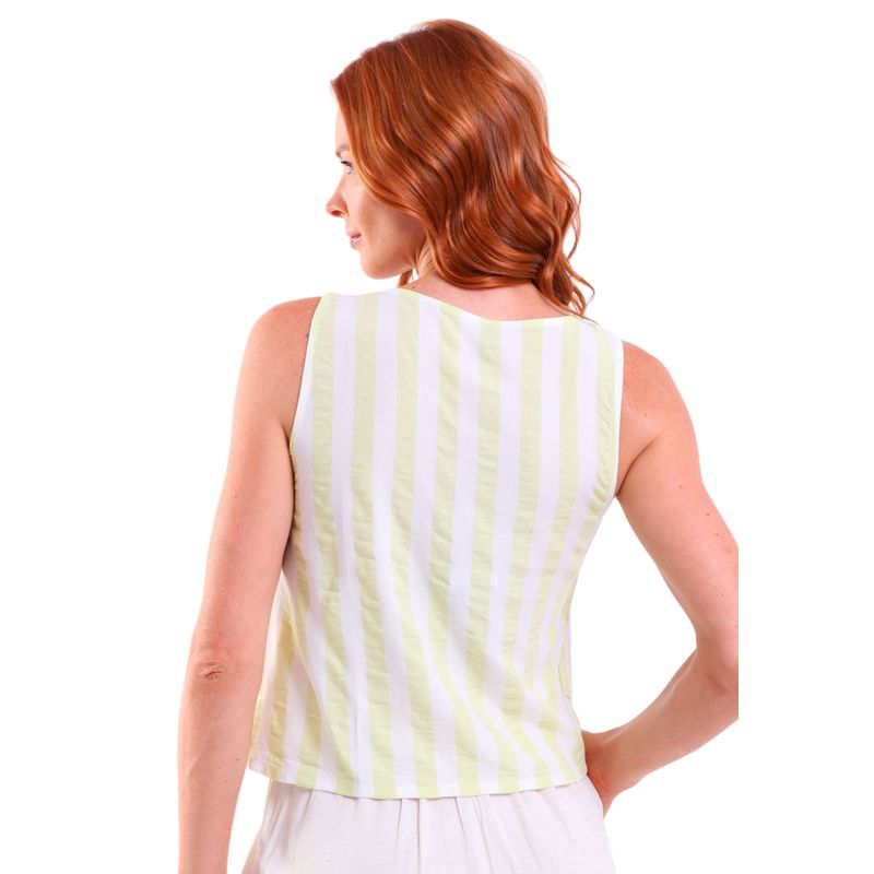 Cropped Feminino Viscose com Botões Listrado Amarelo