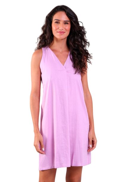 Vestido Linho Curto Decote V