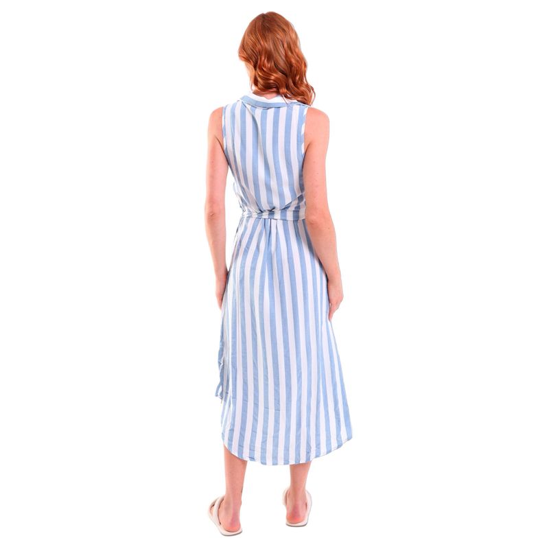 Camisão Feminino Viscose Longo Regata Botões Listrado