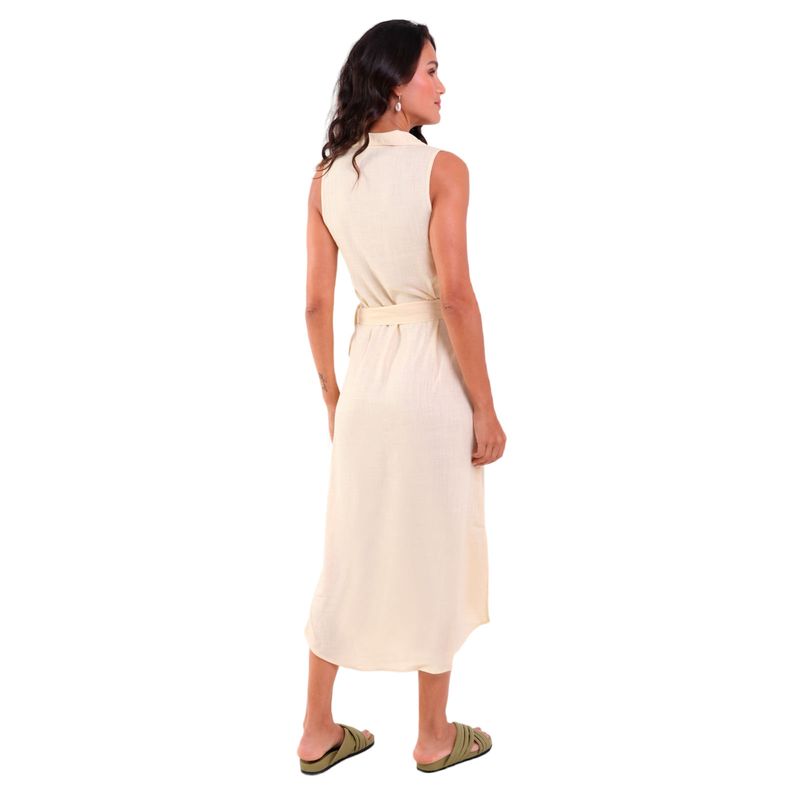 Camisão Feminino Linho Longo Regata Com Botões