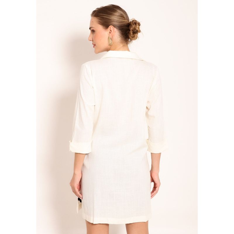 Camisão de Linho Manga 3/4 com Botões
