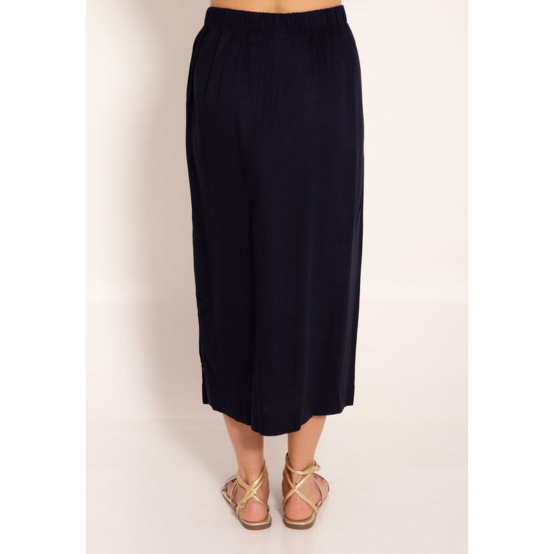 Saia de Linho e Viscose Amber Midi C/ Fenda Lateral