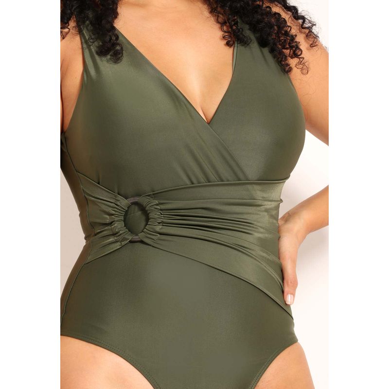 Maiô Lycra Transpassado Com Faixa e Argola
