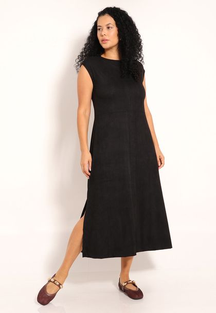 Vestido Suede Amplo Regata