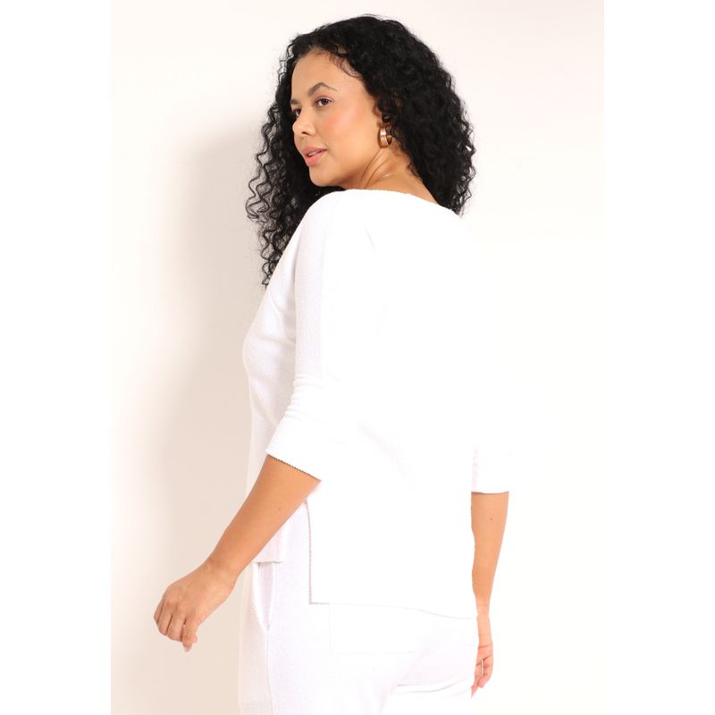Blusa Aspen Manga 3/4 Com Fenda Lateral