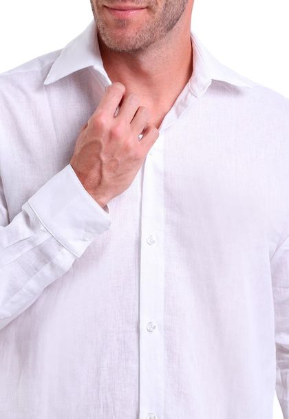 Camisa de Linho Social Branco Unisex