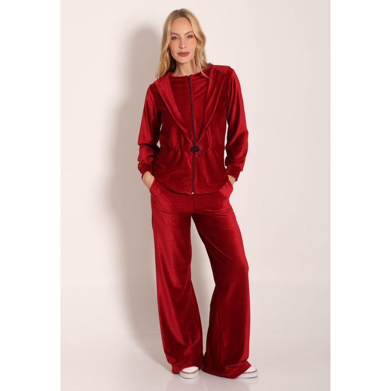 Calça Malha Cotelê Pantalona Com Bolsos