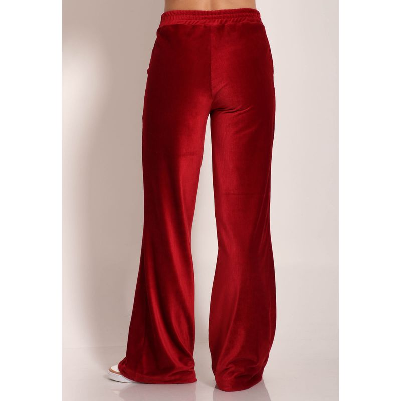 Calça Malha Cotelê Pantalona Com Bolsos
