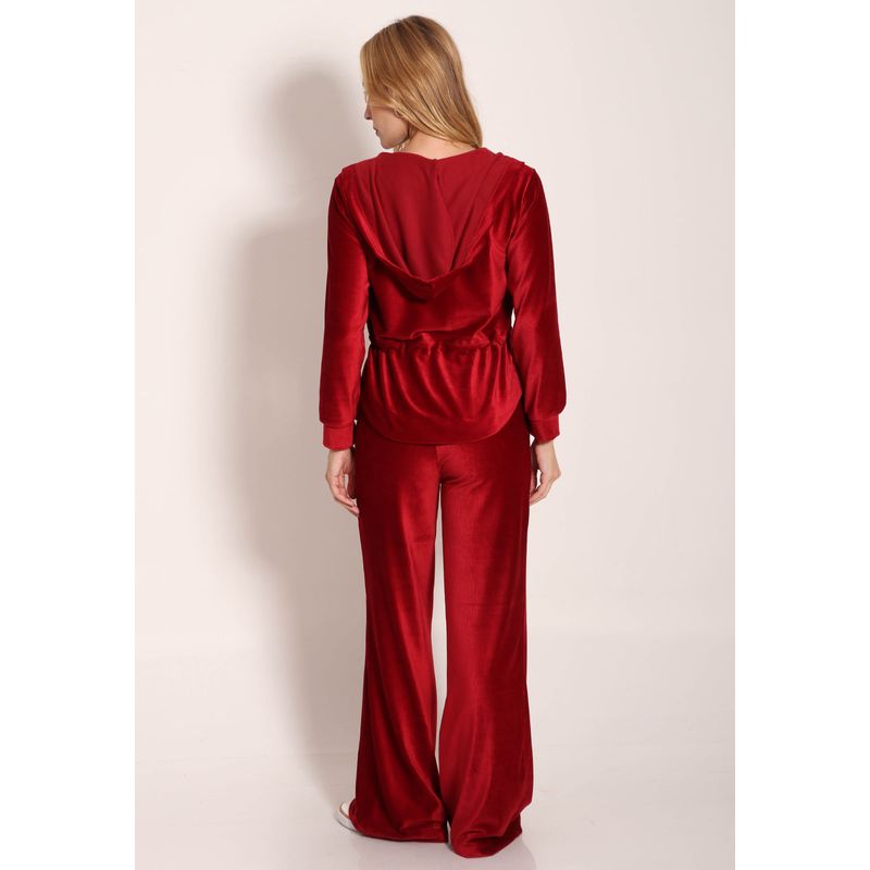 Calça Malha Cotelê Pantalona Com Bolsos