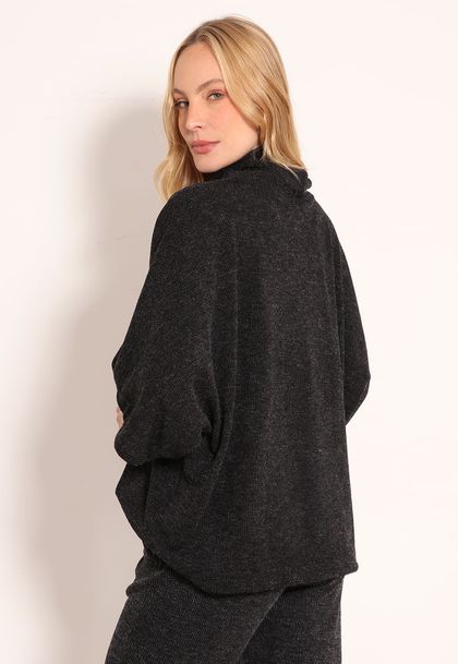 Poncho Gola Alta e Manga Curta Tricot Finlandia