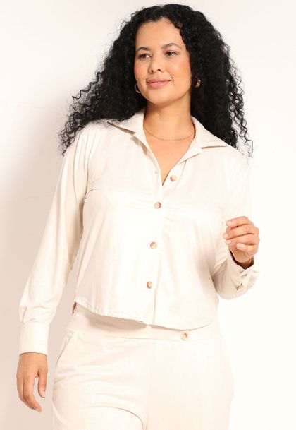 Camisa Suede Com Botão