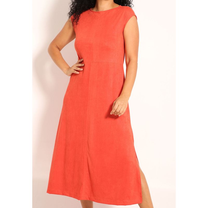 Vestido Suede Amplo Regata
