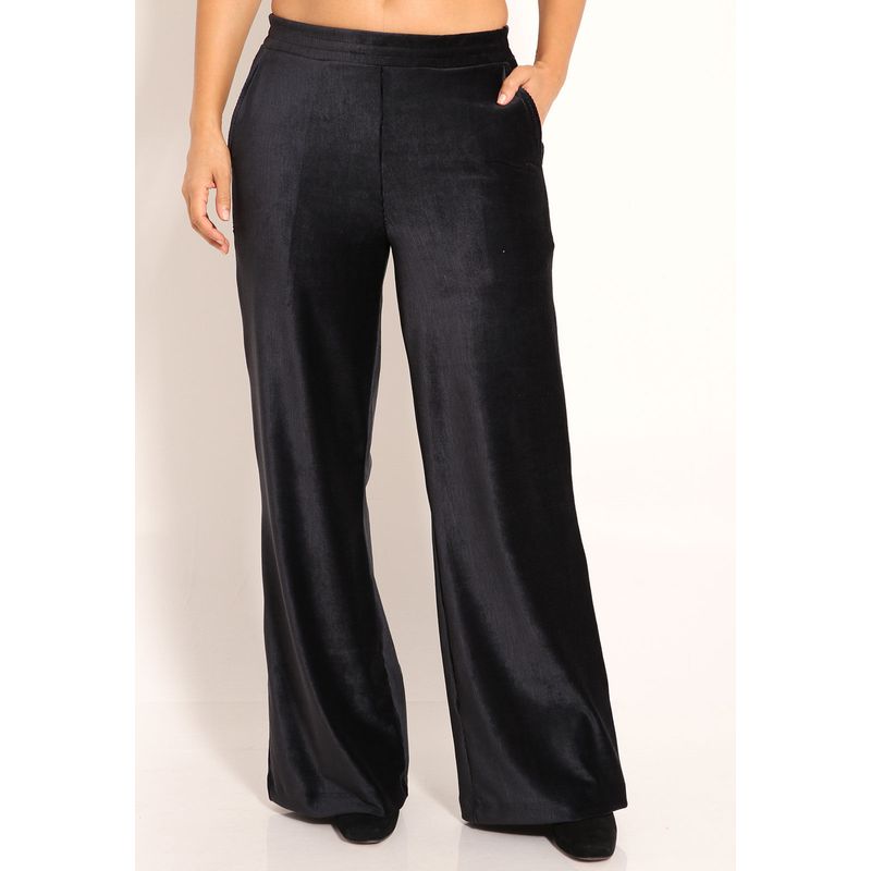 Calça Feminina Malha Cotelê Pantalona Com Bolsos