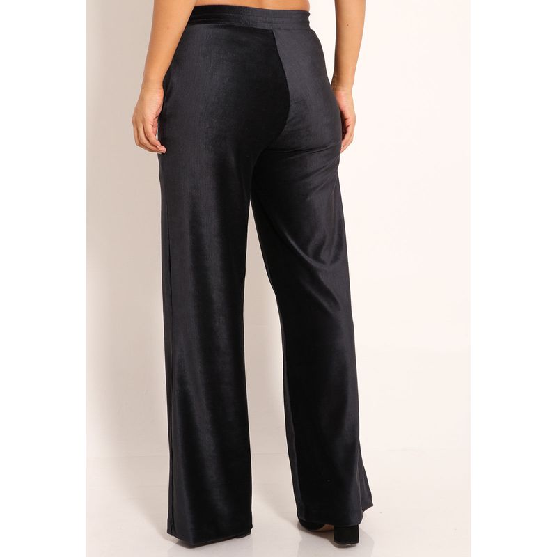 Calça Feminina Malha Cotelê Pantalona Com Bolsos