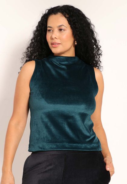 Blusa Malha Cotelê Gola Alta
