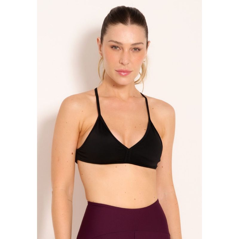 Top Fitness High Decote V Com Alças Cruzadas