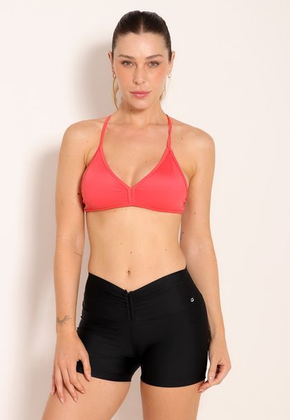 Top Fitness High Decote V Com Alças Cruzadas