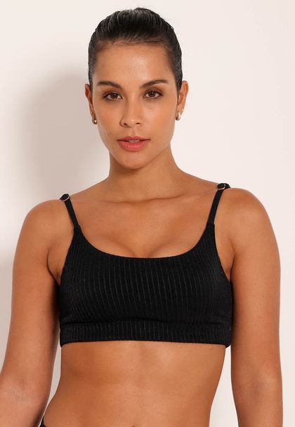 Top Fitness Canelado Regata Brilhante