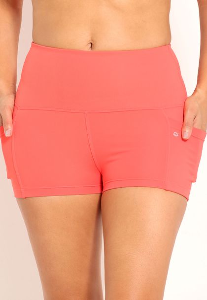 Shorts Compress Com Bolso Lateral  e Cós Alto