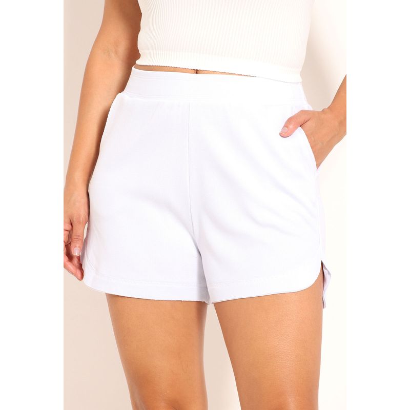 Shorts Feminino Básico Canelado Com Bolso