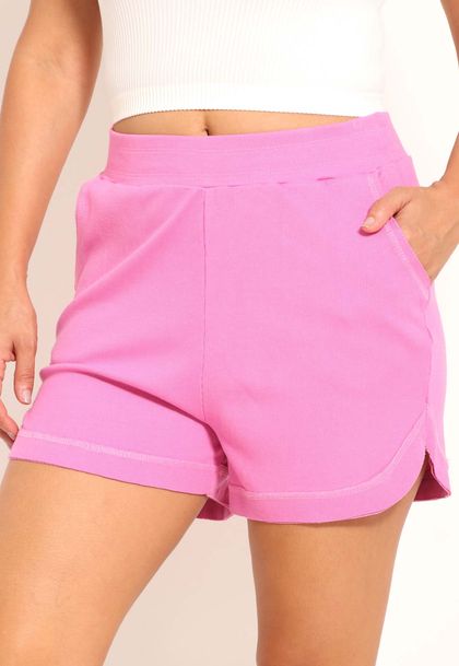 Shorts Feminino Básico Canelado Com Bolso