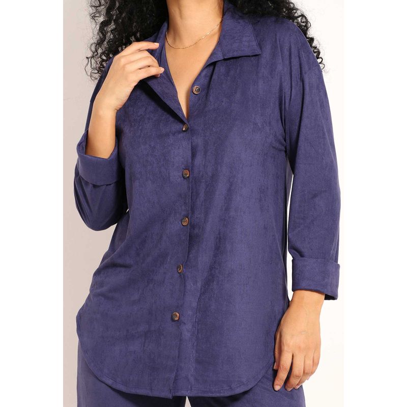 Camisa Suede Manga 3/4 Mullet