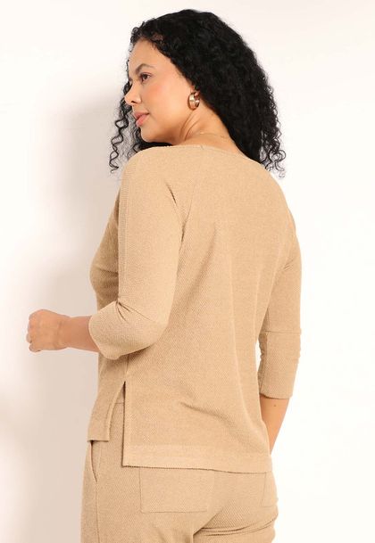 Blusa Aspen Manga 3/4 Com Fenda Lateral