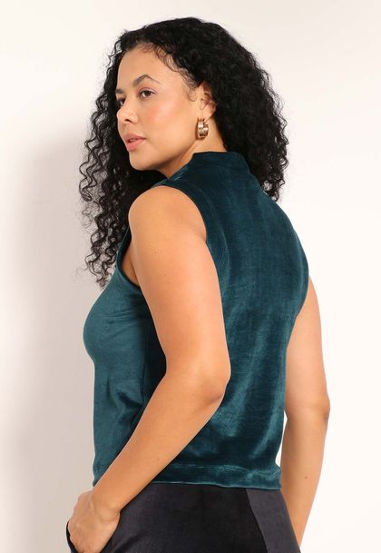 Blusa Malha Cotelê Gola Alta