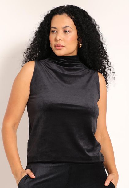 Blusa Malha Cotelê Gola Alta
