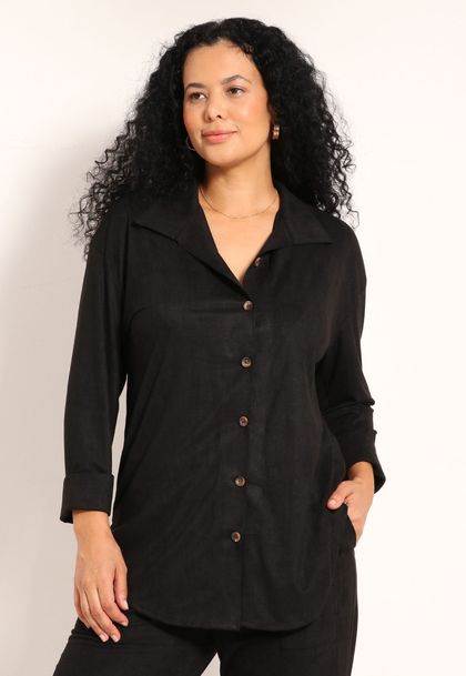 Camisa Suede Manga 3/4 Mullet