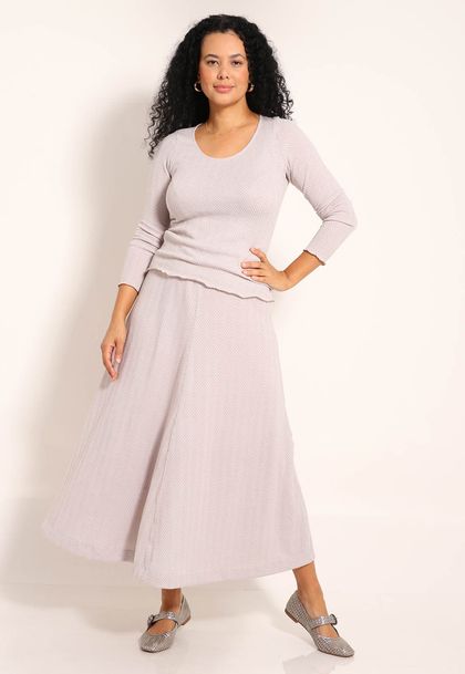 Conjunto Blusa de Tricot Lituânia e Saia Longa Tricot Gode