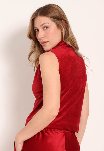 Blusa Malha Cotelê Gola Alta