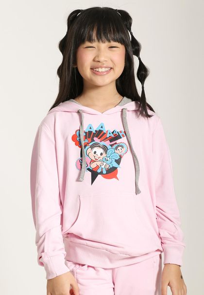 Blusa Infantil Menina Com Bolso Canguru Turma da Mônica