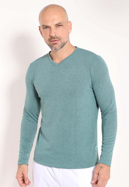 Sueter Masculino Manga Longa Gola V Tricot New