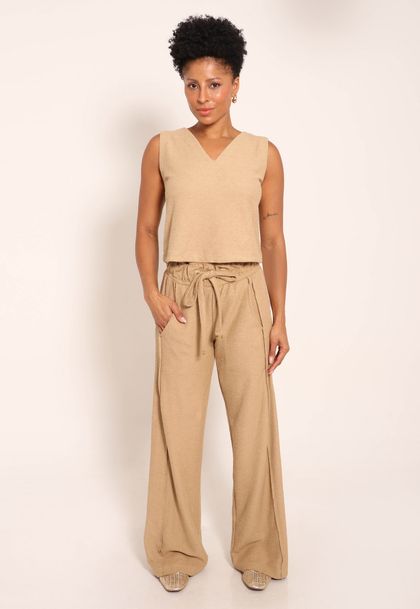 Calça Aspen Pantalona Com Cordão