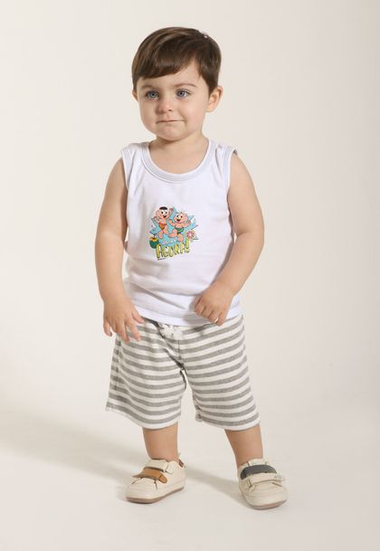 Conjunto Infantil Menino Listrado Turma da Mônica