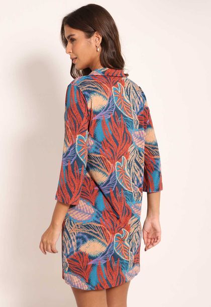 Camisão Fluxy Com Gola Manga 3/4 e Botões  - Angra