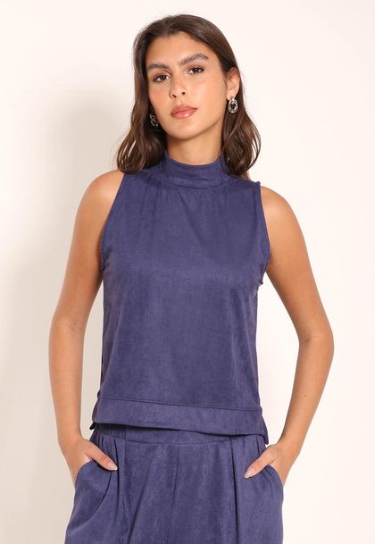 Regata Feminina Básica Suede Gola Alta
