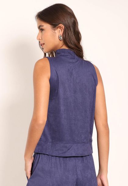 Regata Feminina Básica Suede Gola Alta