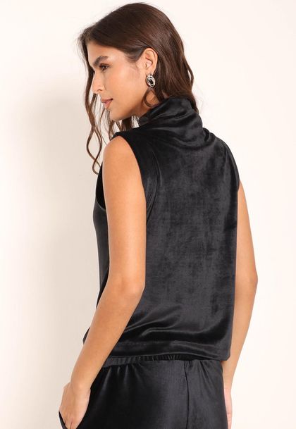 Blusa Malha Cotelê Gola Alta
