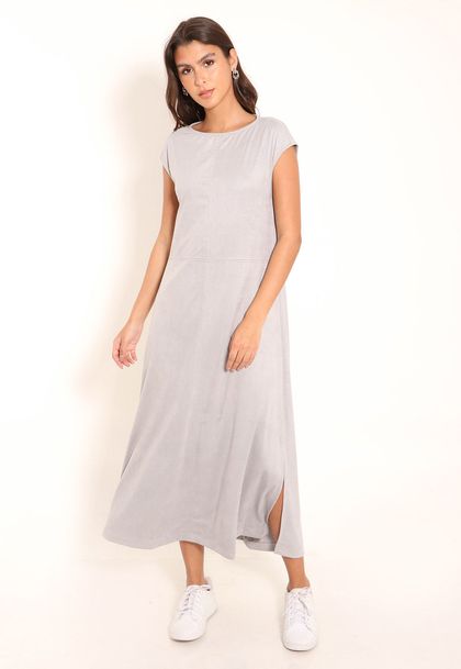 Vestido Suede Amplo Regata